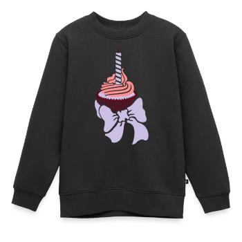 petit gâteau d'anniversaire / muffin - Sweat Premium enfant bio - noir - Devant - AI Model Kid Female (0cm)