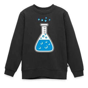 souffler plein tube à essai bleu liquide re - Sweat Premium enfant bio - noir - Devant - AI Model Kid Female (0cm)