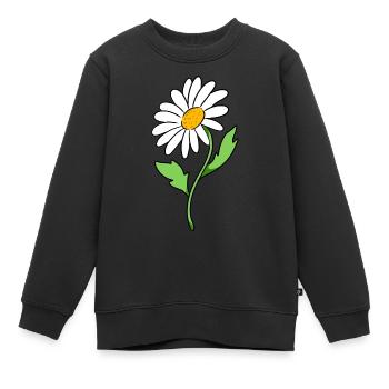 Marguerites - Sweat Premium enfant bio - noir - Devant - AI Model Kid Female (0cm)