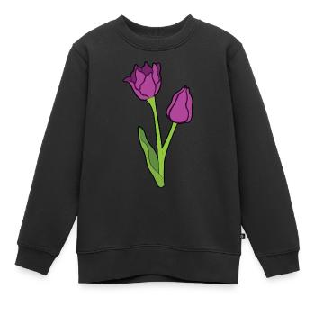 Tulipes - Sweat Premium enfant bio - noir - Devant - AI Model Kid Female (0cm)