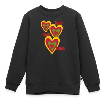 cœurs amour amour amour amour amour - Sweat Premium enfant bio - noir - Devant - AI Model Kid Female (0cm)