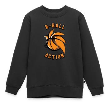 Bball - Sweat Premium enfant bio - noir - Devant - AI Model Kid Female (0cm)