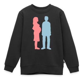 Homme pauvre femme enceinte - Sweat Premium enfant bio - noir - Devant - AI Model Kid Female (0cm)