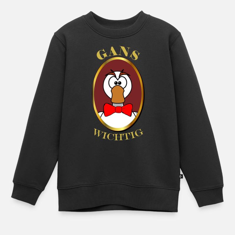 Gans wichtig mit Fliege - Kinder Premium Organic Sweatshirt - Schwarz