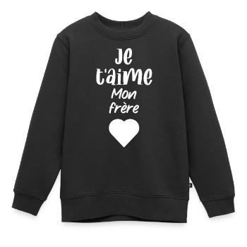 je t'aime mon frère - Sweat Premium enfant bio - noir - Devant - AI Model Kid Female (0cm)