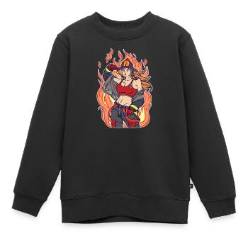 Les pompiers volontaires brûlent les sauveteurs - Sweat Premium enfant bio - noir - Devant - AI Model Kid Female (0cm)