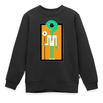 Ecko der Alien mit der Blume - Kinder Premium Organic Sweatshirt - Schwarz - Vorne - AI Model Kid Female (0cm)