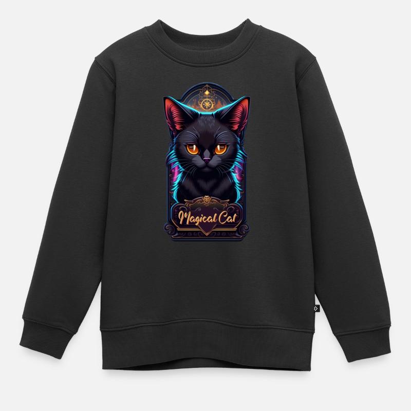 chat noir et magie - Sweat Premium enfant bio - noir