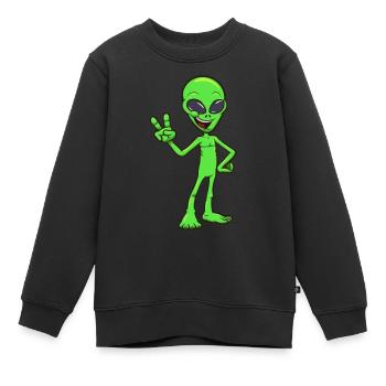 Freundlicher Außerirdischer - Kinder Premium Organic Sweatshirt - Schwarz - Vorne - AI Model Kid Female (0cm)