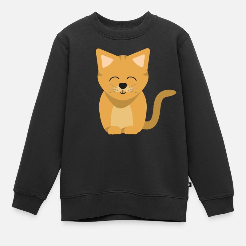 niedliche Katze - Kinder Premium Organic Sweatshirt - Schwarz