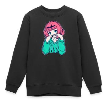Mädchen Anime Japanisch Comic Zeichentrick Manga - Kinder Premium Organic Sweatshirt - Schwarz - Vorne - AI Model Kid Female (0cm)