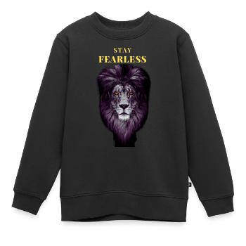 Bleib furchtlos Löwe - Furchtloser Löwe - Löwenher - Kinder Premium Organic Sweatshirt - Schwarz - Vorne - AI Model Kid Female (0cm)