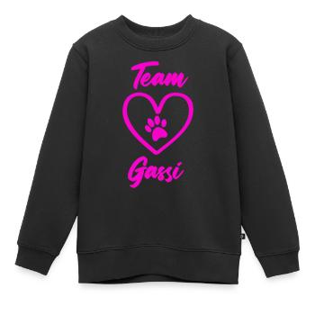 team gassi pfote liebe - Kinder Premium Organic Sweatshirt - Schwarz - Vorne - AI Model Kid Female (0cm)