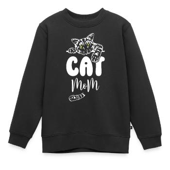 Maman chat - Sweat Premium enfant bio - noir - Devant - AI Model Kid Female (0cm)