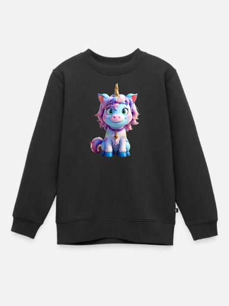 Licorne 3D colorée - Sweat Premium enfant bio - noir