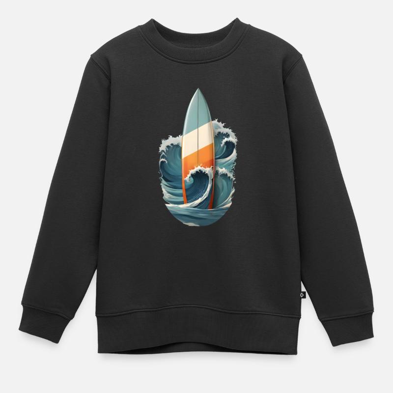 Surf the wave - Kids Premium Organic Sweatshirt - black