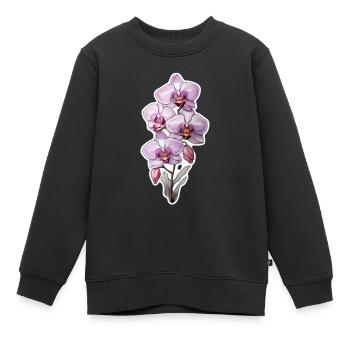 Orchidée - Sweat Premium enfant bio - noir - Devant - AI Model Kid Female (0cm)
