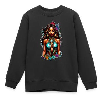 Afro Frau - Schönheit - Kinder Premium Organic Sweatshirt - Schwarz - Vorne - AI Model Kid Female (0cm)
