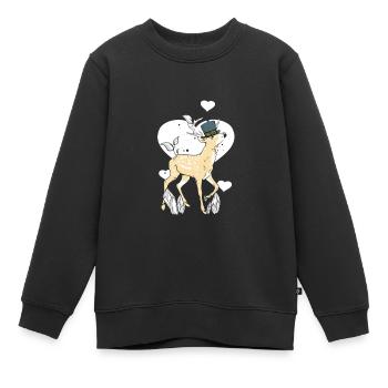 Herz Reh Rotwild Wild Waldtiere Hirsch Rehe - Kinder Premium Organic Sweatshirt - Schwarz - Vorne - AI Model Kid Female (0cm)