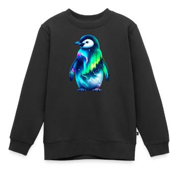 Aurora Borealis Pinguin - Kinder Premium Organic Sweatshirt - Schwarz - Vorne - AI Model Kid Female (0cm)