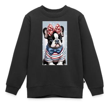 Bulldogge - Kinder Premium Organic Sweatshirt - Schwarz - Vorne - AI Model Kid Female (0cm)