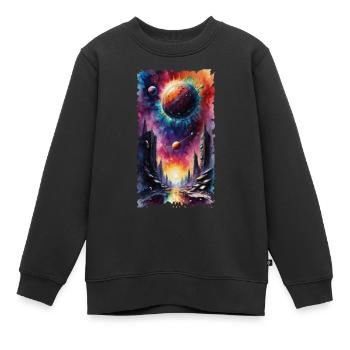 Space City Watercolor - Kinder Premium Organic Sweatshirt - Schwarz - Vorne - AI Model Kid Female (0cm)