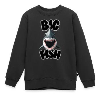 Big Fish - Kinder Premium Organic Sweatshirt - Schwarz - Vorne - AI Model Kid Female (0cm)