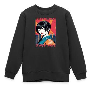 Tokyo, Japon - Sweat Premium enfant bio - noir - Devant - AI Model Kid Female (0cm)