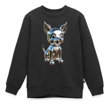 Chrome Hund Silber süß - Kinder Premium Organic Sweatshirt - Schwarz - Vorne - AI Model Kid Female (0cm)