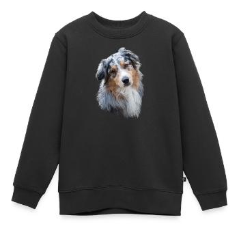 Berger australien - Sweat Premium enfant bio - noir - Devant - AI Model Kid Female (0cm)