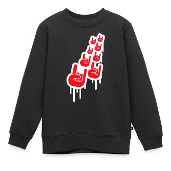 Heavy Metal Hard Rock Graffiti Cornes Geste de la main - Sweat Premium enfant bio - noir - Devant - AI Model Kid Female (0cm)