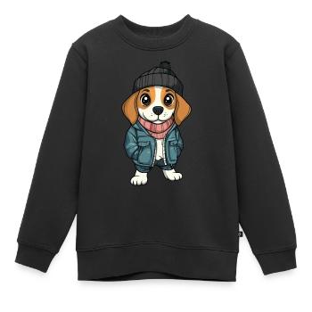 Beagle Hund Stylisch - Kinder Premium Organic Sweatshirt - Schwarz - Vorne - AI Model Kid Female (0cm)