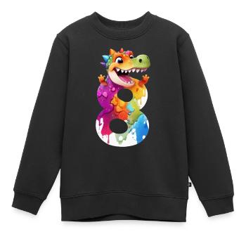 NUMÉRO 8 ANNÉES DINOSAURE 8ÈME ANNIVERSAIRE DINO - Sweat Premium enfant bio - noir - Devant - AI Model Kid Female (0cm)
