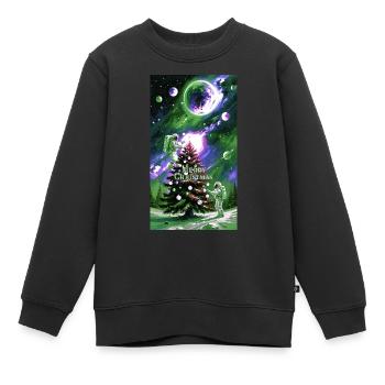 Astronauten schmücken Weihnachtsbaum im Weltraum - Kinder Premium Organic Sweatshirt - Schwarz - Vorne - AI Model Kid Female (0cm)