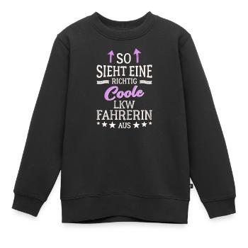 So sieht eine richtig coole LKW Fahrerin aus - Kinder Premium Organic Sweatshirt - Schwarz - Vorne - AI Model Kid Female (0cm)