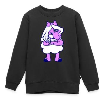 mouton offensé fille femme bras croisés - Sweat Premium enfant bio - noir - Devant - AI Model Kid Female (0cm)