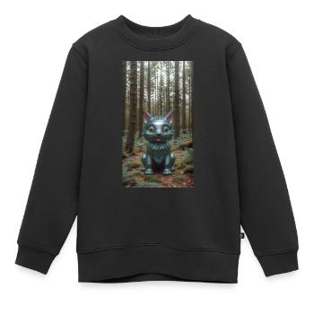 Waldkatzen-Skulptur Forest Cat Sculpture - Kinder Premium Organic Sweatshirt - Schwarz - Vorne - AI Model Kid Female (0cm)