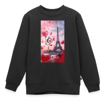 Stick Liebe Paris - Kinder Premium Organic Sweatshirt - Schwarz - Vorne - AI Model Kid Female (0cm)