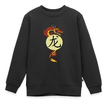 Dragon rouge chinois - Sweat Premium enfant bio - noir - Devant - AI Model Kid Female (0cm)