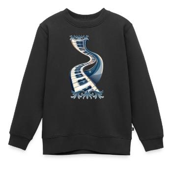 Eleganz in Klaviertasten und Blumen. - Kinder Premium Organic Sweatshirt - Schwarz - Vorne - AI Model Kid Female (0cm)