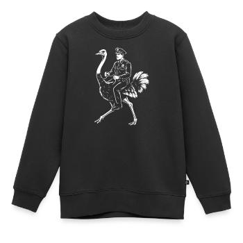 Polizist reitet auf einem lebhaften Strauß - Kinder Premium Organic Sweatshirt - Schwarz - Vorne - AI Model Kid Female (0cm)