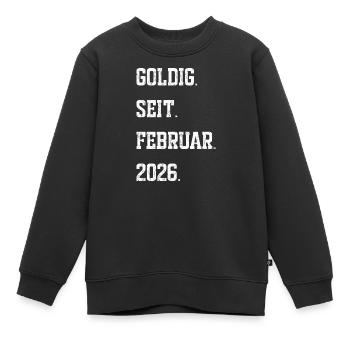 Goldig seit Februar 2026 - Kinder Premium Organic Sweatshirt - Schwarz - Vorne - AI Model Kid Female (0cm)