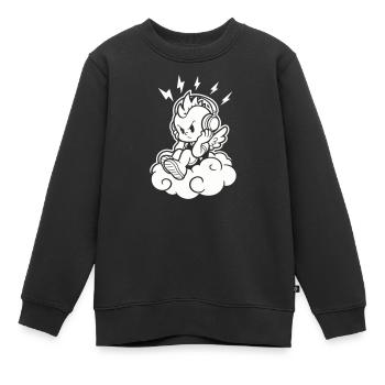 Punk Angel – Chérubin avec casque - Sweat Premium enfant bio - noir - Devant - AI Model Kid Female (0cm)