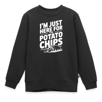 Je suis juste là pour les chips - Sweat Premium enfant bio - noir - Devant - AI Model Kid Female (0cm)
