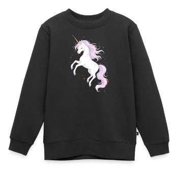 Zauberhaftes Einhorn Illustration  - Kinder Premium Organic Sweatshirt - Schwarz - Vorne - AI Model Kid Female (0cm)