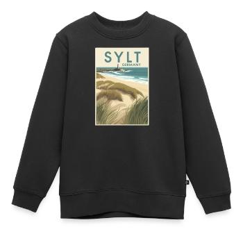 Sylt Germany | Vintage Beach Travel Poster - Kinder Premium Organic Sweatshirt - Schwarz - Vorne - AI Model Kid Female (0cm)