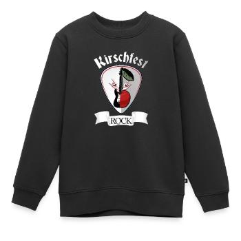 Kirschfest Plektrum Rock Gitarre und Kirschen - Kinder Premium Organic Sweatshirt - Schwarz - Vorne - AI Model Kid Female (0cm)