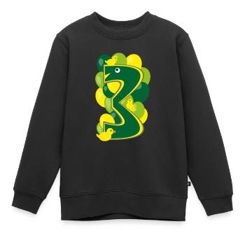 Kindergeburtstags-Zahl die witzige drei. - Kinder Premium Organic Sweatshirt - Schwarz - Vorne - AI Model Kid Female (0cm)