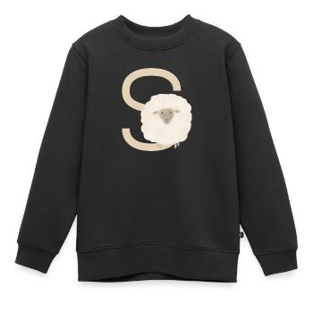 S - SHEEP - ABC, Alphabet, Letter, Animal, Name - Kids Premium Organic Sweatshirt - black - Front - AI Model Kid Female (0cm)