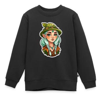 Druide Druide Fantasy Illustration - Sweat Premium enfant bio - noir - Devant - AI Model Kid Female (0cm)